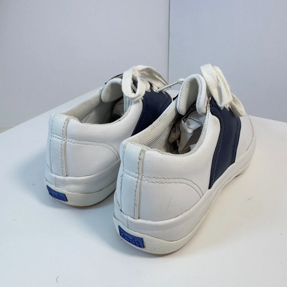 Keds School Days II Sneakers Kids Size 1M White Navy Blue Leather Saddle Shoes